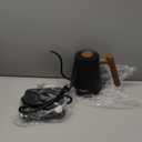 POLIVIAR Electric Gooseneck Kettle, 1350W Electric Tea Kettle Wood Pattern Handle, 34oz Pour Over Electric Kettle for Coffee & Tea, 18/8 Stainless Steel Inner, Temperature Control & Rapid Heating (Black)