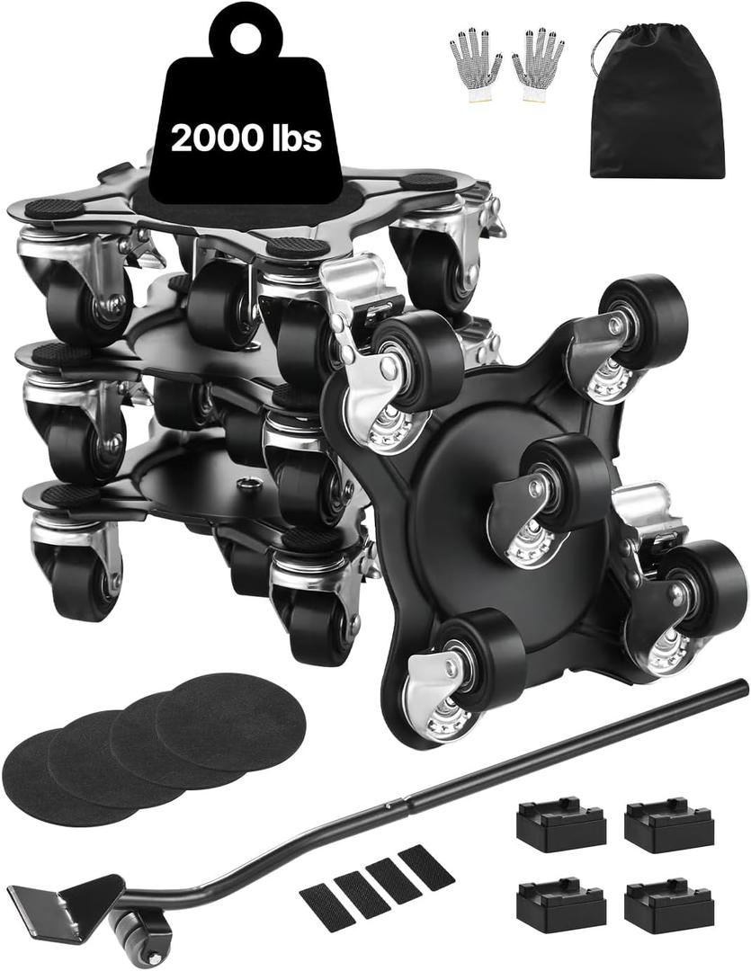 VEVOR Furniture Dolly, Maximum Load 1200 lbs, Heavy Duty Furniture Movers with 5 360 Rotation Wheels, Carbon Steel Panel, Furniture Lift Slider Tool Set for Appliances, Sofa, Fridge, Washing Machine