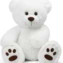 LotFancy Teddy Bear Stuffed Animal, 20 inch, White Teddy Bear Plush Toy, Cute Face with Big Footprints, Plushies Gifts for Girls, Girlfriend, Wife on Birthday, Easter Decoration