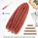 Marley Twist Braiding Hair 24 inch Afro Kinky Curly Crochet Braids 8 Packs Cuban Twist Crochet Braids Synthetic Low Maintenance Skin-Friendly Marley Hair Extensions(350#, Packs of 8)
