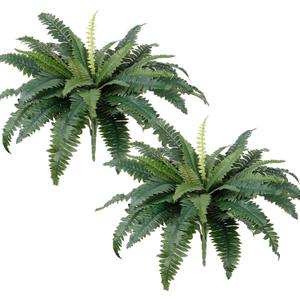 TOCHGREEN Artificial Ferns for Outdoors Set of 2 Bouquets 30" Diam Large Long Silk Artificial Boston Fern Fake Ferns Potted Faux Bush Plants for Home Garden Porch Window Decoration (2pcs)