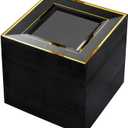 bUCLA 100PCS Black Square Plastic Plates with Gold Rim - 6 inch Disposable Dessert/Appetizer/Small Cake Plates for Party, Graduation & New Year