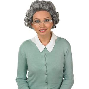 fun shack Old Lady Wig, Short Gray Wig, Granny Wigs for Women, Old Lady Wigs, Granny Costume