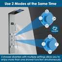 ROVOGO No Battery Needed Shower Panel System with Led Lights MIST & RAIN Shower, Body Jets, Handheld, Tub Spout and Temp Display, Hydroelectric Led Shower Tower Column Stainless Steel Brushed