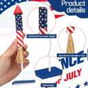 3 Pcs 4th of July Wood Firecracker Decorations Sign Memorial Day Wooden Firework Table Decor Rustic Rocket 4th of July Decorations Patriotic Tiered Tray Decor for 250th Anniversary