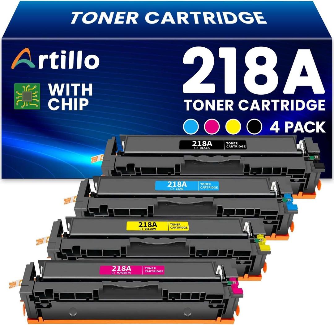 218A Toner Cartridges (with Chip) Replacement for HP 218A 218X W2180A W2180X Toner Cartridges for HP Color Laserjet Pro MFP 3301fdw 3301cdw 3301sdw 3201dw Printer (BCMY, 4 Pack)