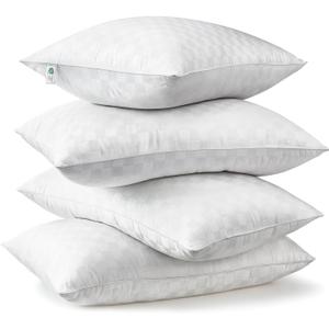 King Size Pillows Set of 4 Soft and Skin Friendly | Down Alternative Pillow for Back, Stomach or Side Sleepers, 20x36 Inches (White)