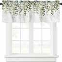 Sage Green Eucalyptus Leaves Valance for Windows Berry Branch Plant Curtains Valances Spring Short Curtains Rod Pocket Window Treatment for Kitchen Living Room Bedroom Bathroom Decor 1 Panel 42x12