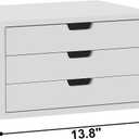 LitaEther Desk Organizer with 3 Drawers, ALEX Drawer Unit, Chic White Wood Cosmetic Makeup Organizer for Office Vanity Tabletop Storage 13.8"X 6"X10.2"