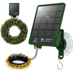 Solar Wreath Hangers for Front Door with 60 LED Lights, Compatible with Lighted Wreaths, Large Suction Cup Hook for Glass Window Outdoor Porch Decorations