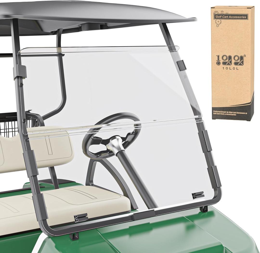 10L0L Golf Cart HD Windshield for Club Car DS 2000.05-UP,HD Shatterproof & Foldable Windproof Windshield (Integrated & Clean)