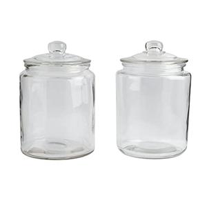 Mason Craft & More Airtight Kitchen Food Storage Clear Glass Pop Up Lid Canister, 2 Piece Glass Apothecary Canister Set (2x 5.7 Liters)
