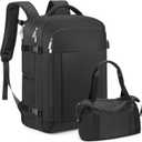 RDTGO Travel Backpack For Women, 40L Carry-On Backpack, Airline Approved Personal Item Bag, Waterproof Laptop Backpack with Large Duffel, Casual Daypack for Buisness Gym Weekend Hiking (Black)