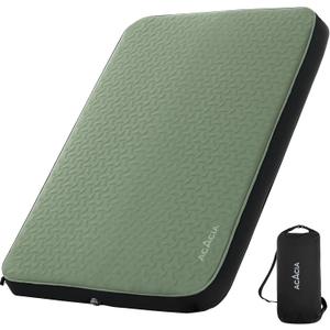 ACACIA 4.3" Thick Self Inflating Sleeping Pad with Foam | Innovative Y-Shaped Telescopic Structure | Ultraportable Camping Mattress | Outdoor Compact Air Mat for Tent Car | (Full, Green)