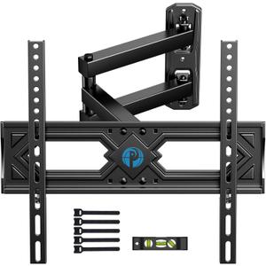 Pipishell Full Motion TV Wall Mount for 26-65 Inch Flat Curved TVs, Heavy Duty Single Articulating Arms, Corner TV Mount Up to VESA 400x400mm and 77lbs, Support Swivel, Tilt, Level Adjustment