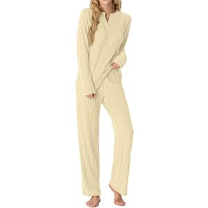 PrinStory Womens Pajama Sets Pajamas Fall Winter Long Sleeve Lounge Set Two Piece Soft Pjs (L)