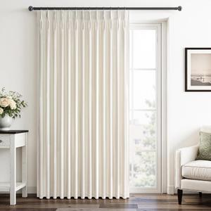 Ivory Velvet Curtains 96 Inches Long 1 Panel Super Soft Velvet Elegant Minimalist Pinch Pleated Room Darkening Blackout Thermal Drapes with Back Tab for Living Rooms,72x96 Inch, Cream