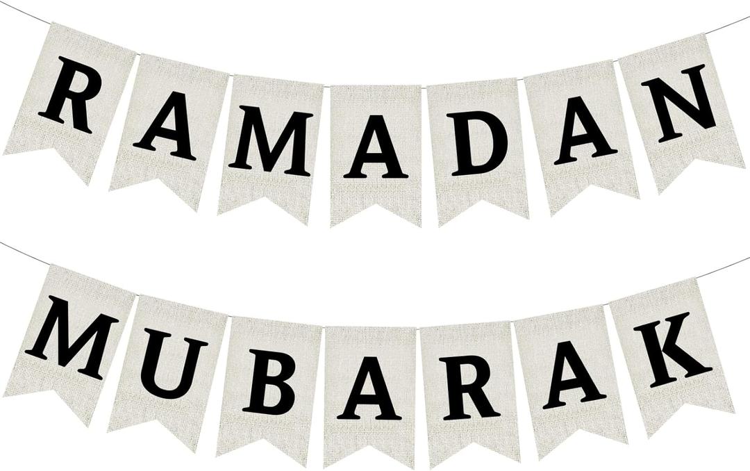 Burlap Ramadan Mubarak Banner, Rustic Eid Mubarak Decorations, Ramadan Party Decorations, Eid Party Decor, Muslim Fireplace Mantel Decoration Supplies