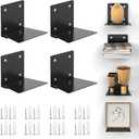Eapele Invisible Floating Bookshelf, Heavy-Duty Hanging Bookshelves, Steel Constructed Wall Mounted Hidden Bookshelf with Mounting Hardware, 4PCS Black (Irregular square 4pcs)