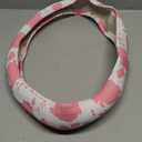 Dotesy Leather Cow Pattern Steering Wheel Cover Protector Cow Print Car Accessories Anti Slip Universal for 36.5-38cm (Pink White)
