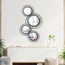 4 Set. Circle Mirrors for Wall Decor for Living Room Bedroom Bathroom Entryway Metal Round Mirror Decorative Hanging Mirrors Sun Bohemian Geometric Accent Sculpture -Black 11 in/9.2 in