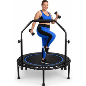 40"/46"/50" Bungee Rebounder Trampoline for Adults, 460LBS Low Impact Quiet Foldable Mini Trampoline, Easy Assembly Indoor Fitness Rebounder with Handle for Whole-Body Workout
