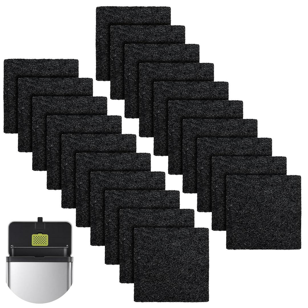 20 Packs 3.15x3.15x0.32 Inch Odor Absorbing Filter Refills for EKO Trash Cans, Activated Charcoal Deodorizer Compatible with EKO Step & Touchless Garbage Cans with Built-in Filter Compartment
