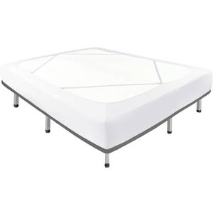 Biscaynebay Decorative Box Spring Cover Queen Size, White Luxurious Jersey Knitting Stretchy Wrap Around 4 Sides Bed Skirt for Home/Hotels, Easy Fit Wrinkle & Fade Free Machine Washable