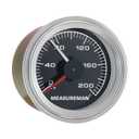 Measureman 200 PSI Mechanical Dual Analog Air Pressure Gauge for Air Ride Suspension Systems Black Dial Backlit Clear Lens Red & White Needles 2" 52mm