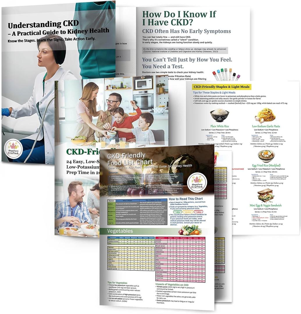 Stage 3 Kidney Disease Food Chart | CKD Meal Planner with Potassium, Potassium and Phosphorus Chart | Renal Diet Food List | Laminated 2026 Edition