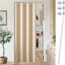 Vatge Doorway Curtains with Rod and Magnetic Closure, Door Curtains for Doorways, 80 Inch Drapes for Closet Door/Living Room/Laundry/Pantry, 1 Panel, W42 x L80, Beige