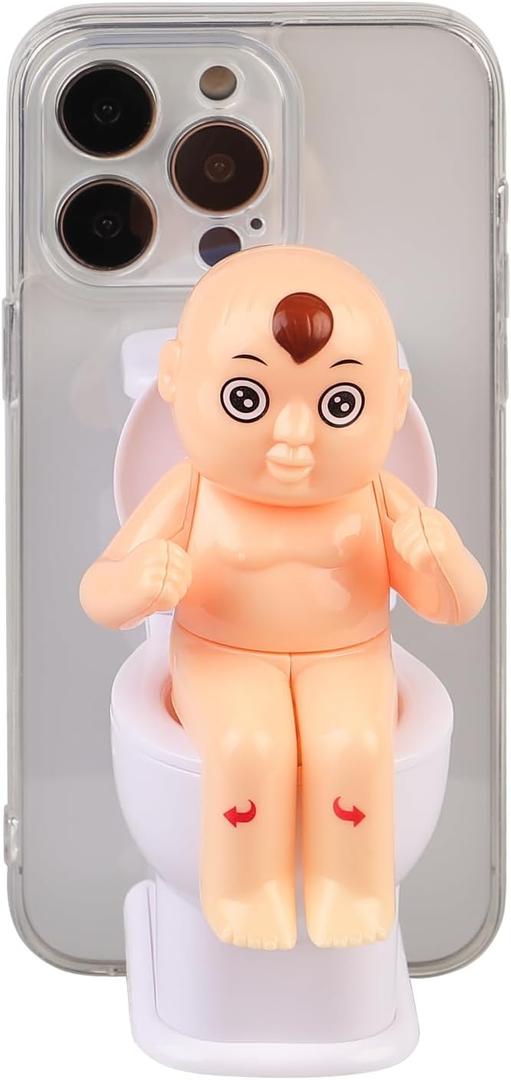 3D Funny Tricky Toilet Boy Phone Case Compatible with iPhone 15 Pro Max Case, TPU Shockproof Clear Spoof Boy Cartoon Phone Case, Perfect Spoof Gift for Her or Him Ideas