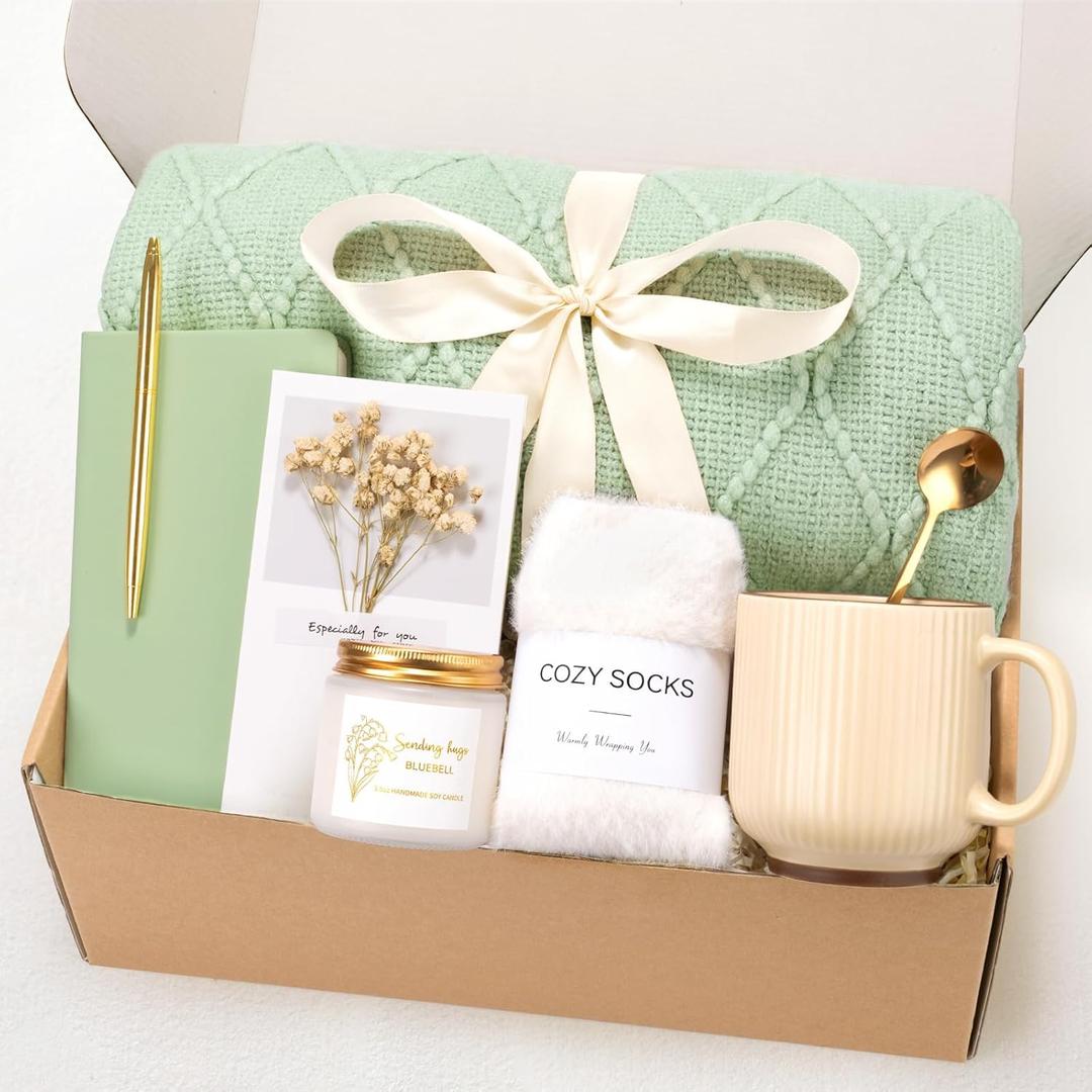 Birthday Gifts for Women - Get Well Soon Self Care Gift Baskets, Thinking of You Care Package Box for Women Her Mom Sister Wife Girlfriend Best Friend Grandma Coworker (Sage Green)