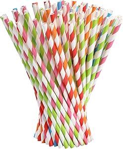 Paper Straws 75 Pack Multi-color
