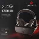 Artiste ADH300 2.4GHz Wi-Fi Digital Stereo TV Headphones with Charging Dock - Black