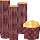 Gueevin 100 Pcs Panettone Paper Pan Mold 2.8 x 2.4 Inches Corrugated Panettone Paper Mold Disposable Cupcake Pan Round Baking Cups Wrappers for Baking Bread Muffin Cupcake Kitchen