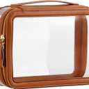 HBlife Clear Makeup Bag Organizer, Portable Travel Toiletry Cosmetic Bag Case for Women, Large Make Up Bag Makeup Train Case Transparent Storage Bag Pouch with Handle(Brown)