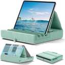 KDD Tablet Pillow Holder, Foldable iPad Stand for Lap, Bed and Desk -Tablet Soft Pad Dock with Pocket & Stylus Mount Compatible with iPad Pro 12.9, 10.5, 9.7 Air Mini 6 5 4 3, E-Reader