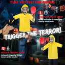 Halloween Decorations Outdoor 4FT Life Size Scary Boy Animatronics Prop with Glowing Red Balloon Sound & Motion Activated Sensor Outside Indoor Yard Haunted Party Grave Decor