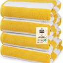  Pack of 4 Cabana Beach Towels, Oversized 30 x 60 Inches Cotton Beach Towel Set, Smooth Ring Spun Texture for Pool and Swim Days, Modern Striped Design Bath Towels, Yellow