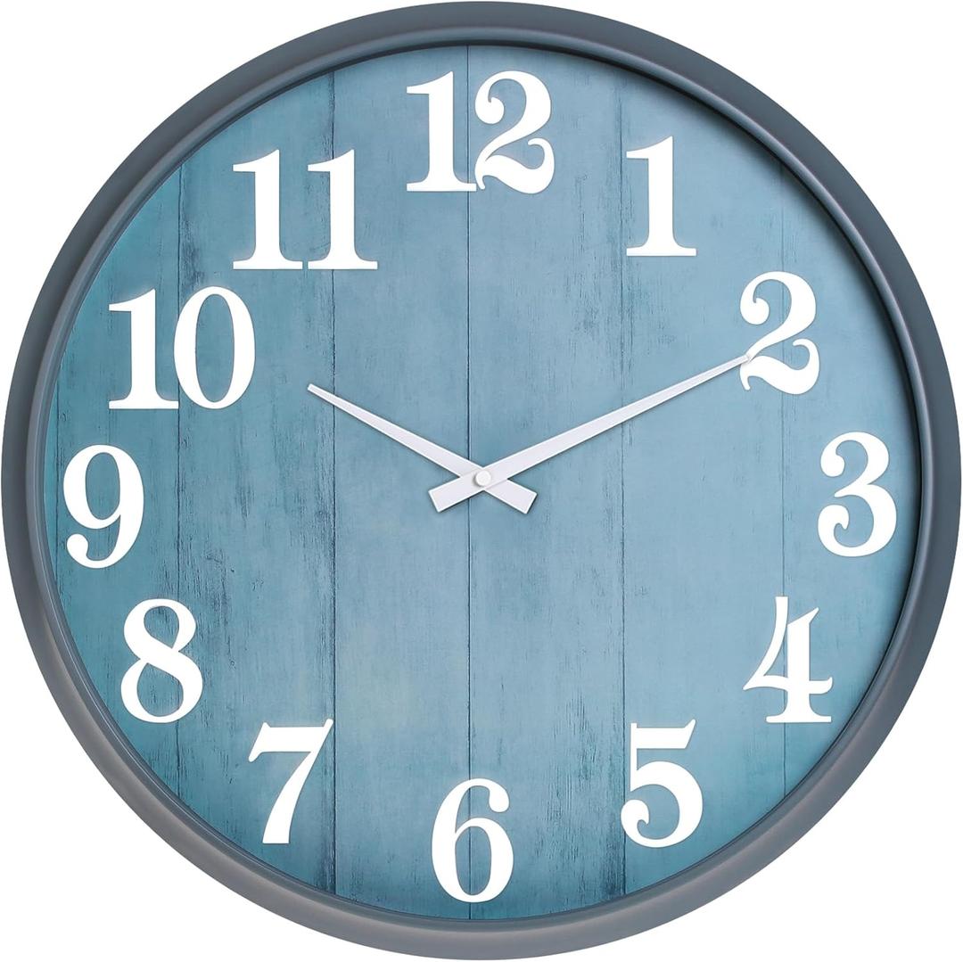 UMEXUS 18 Inch Large Outdoor Wall Clock, Waterproof Indoor Outdoor Decorative Clock with Upgraded D365 Silent Quartz Movement, Battery Operated for Patio, Garden, Pool, Farmhouse & Living Room