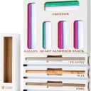 Calmbee Storage Bag Organizer - Foil & Plastic Wrap Organizer with Cutter, Kitchen Storage Compatible with Gallon, Quart, Sandwich, Snack Bags & 12" Aluminum Foil & Wax Paper, White