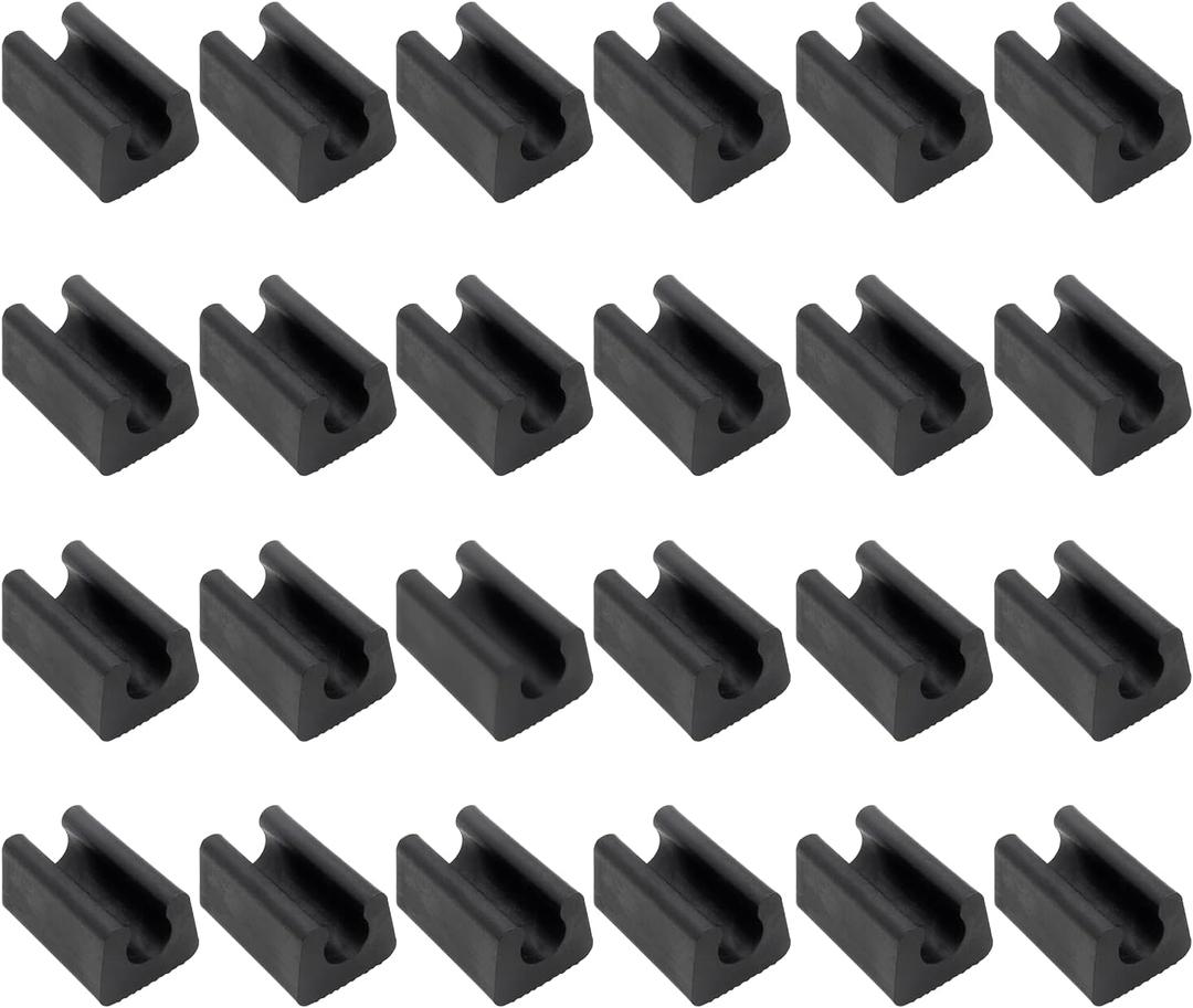 24 Pack Rectangle Plastic Furniture Feet, 10mm U Shaped Chair Legs Tips Protectors Non-Slip Chair Foot Floor Glides Plastic Foot Pads (Black)