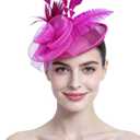 SAFERIN Women's Fascinators Feathers Tea Party Hat Veil Headband with Hair Clip for Cocktail Church