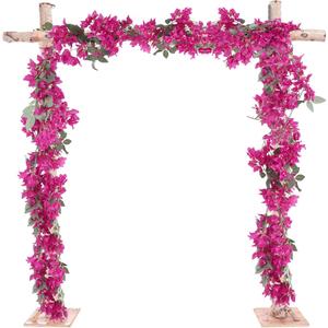 2 x IPOPU 5.9 Ft Artificial Bougainvillea Flowers Garland 2PCS Fake Silk Bougainvillea Vines Long Plant Faux Bougainvillea Wreaths for Centerpieces Table Runner Wedding Arch Wall Decorations (Deep Pink)