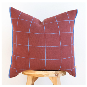 Lumi Living 100% Soft Cotton Knitted Modern Window Pane Pillow Cover 18x18 (Burgundy, Maroon, & Vintage Wine)