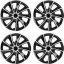 ECCPP OEM Replacement Full Lug Skin Durable-Modern & Stylish 4PC Set 15 Inch Hubcap Wheel Cover Auto Tire Replacement Exterior Cap-Snap On Hubcap (Gloss Black & Silver)