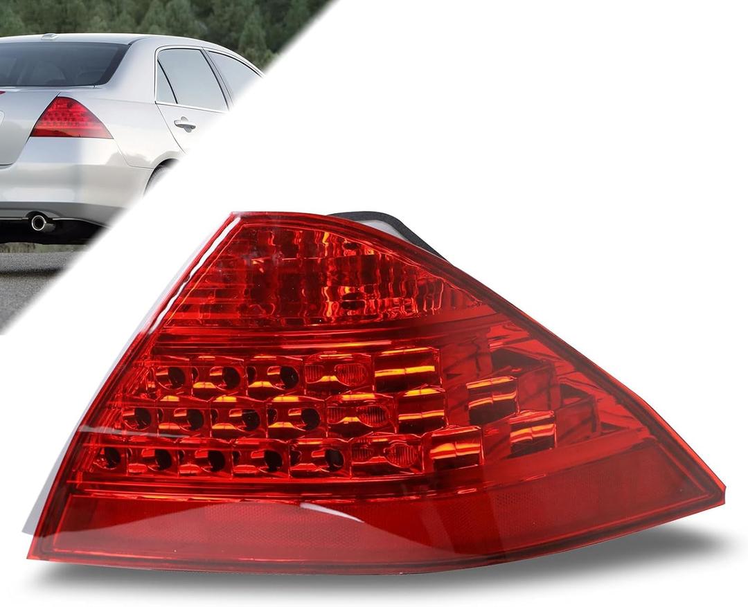 Tail Light Compatible With 2006 2007 Honda Accord Sedan Right Passenger Side Taillight W/Bulb W/O LED Board Replace 33550SDAA32(Red)