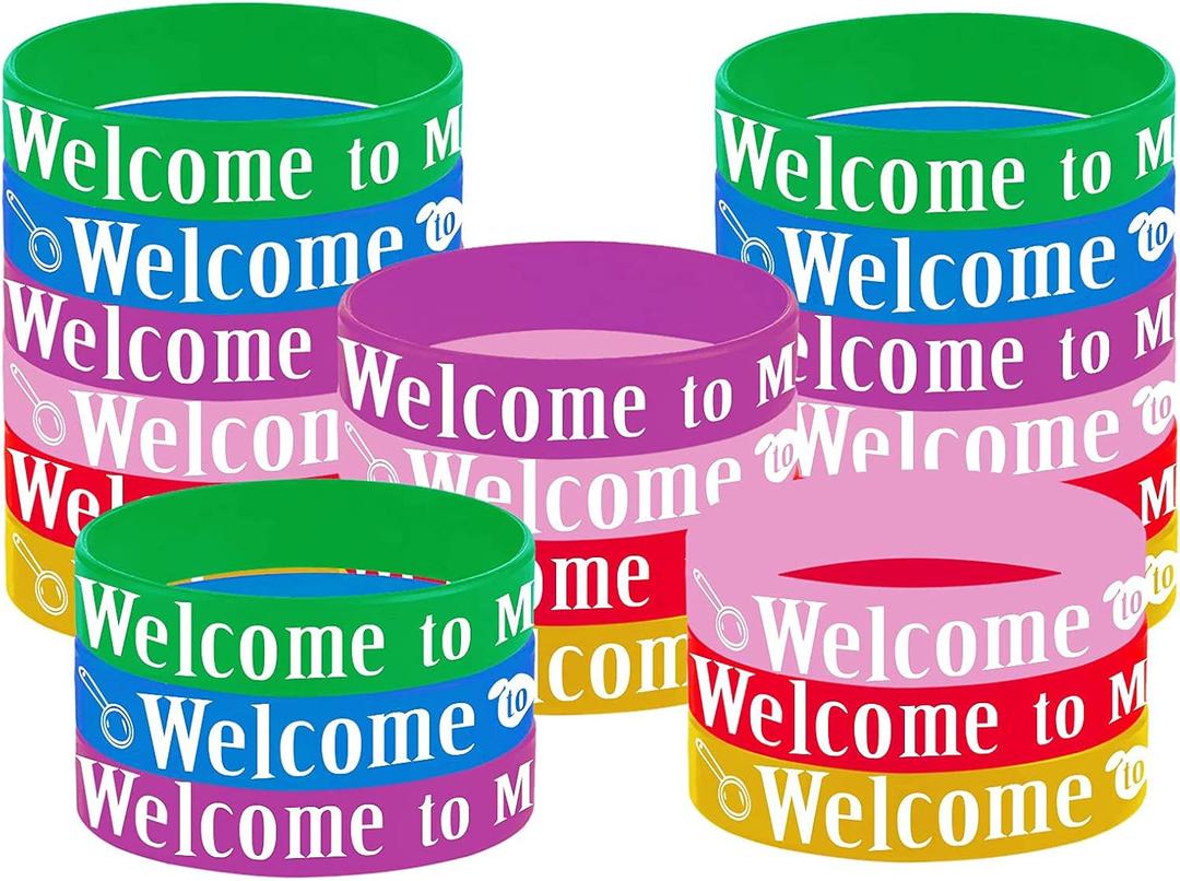 4 x CupaPlay 24PCS Welcome to My Class Party Rubber Wristbands, Welcome Back to School First Day of School Party Supplies Decorations Gifts Prize Goodie Bag Favors Silicone Wristband