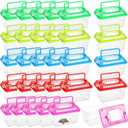 30 PCS Plastic Reptile Terrarium Carrier Cage, Portable Transparent Aquarium Box with Slotted Ventilation Holes for Turtle, Snake, Spider, Breeding, Hatching, Fish, 5 Colors Lid, 5 x 3.4 x 3.4 in